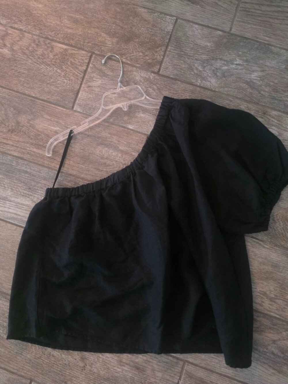LOFT Linen Blend Black One Shoulder Blouse XXL NEW Coastal Beach